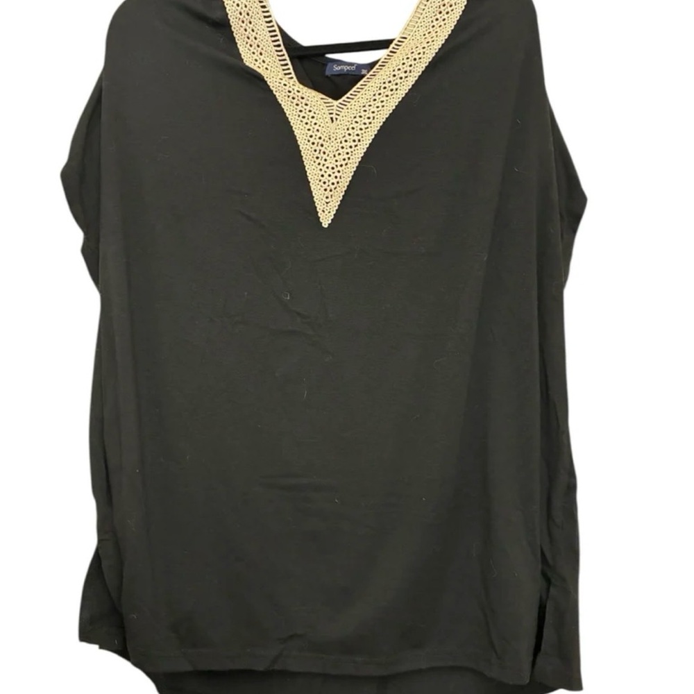 Elegant Black Top with Gold Trim